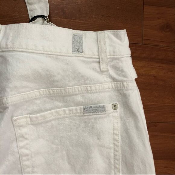 7FAM High Rise Paperbag Optic White Straight Leg Jeans NWOT - Picture 12 of 16